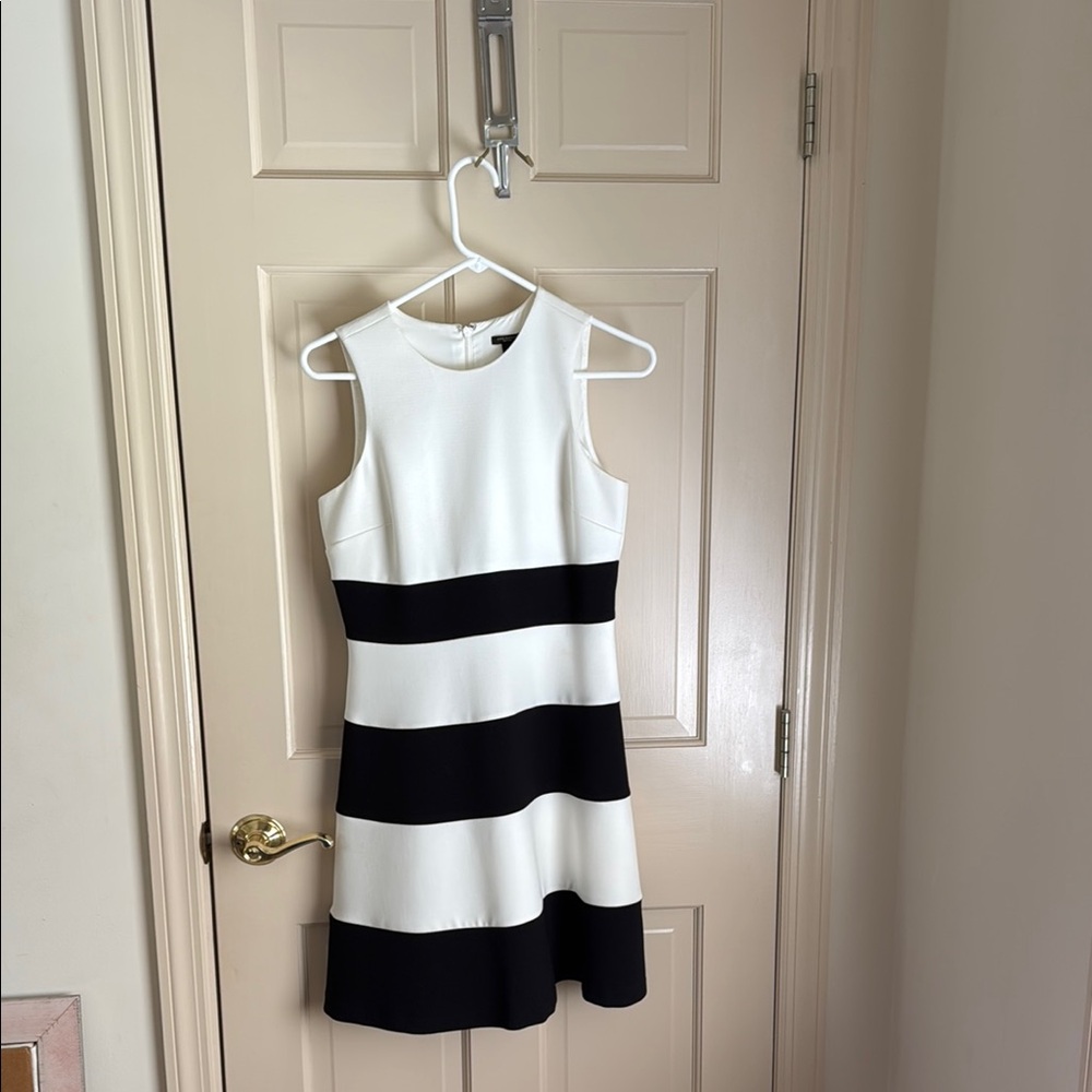 Ann Taylor Black and White Striped Dress